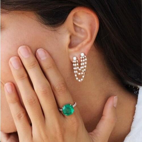 New Iced Out 5A Rhinestone Crystal CZ Long Tassel Earrings for Women Bridal Drop Dangling Earrings Brincos Wedding Jewelry Gifts