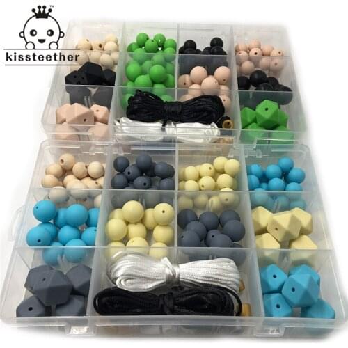 DIY Silicone Baby Teething Necklace Kit Free Storage Case Included Perfect Baby Shower Gift Food Grade Teething Wooden Beads