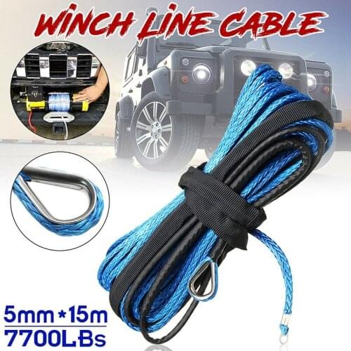 3/16 inch x 50 inch 7700 LBs Synthetic Winch Line Cable Rope with Protection Sleeve for ATV UTV