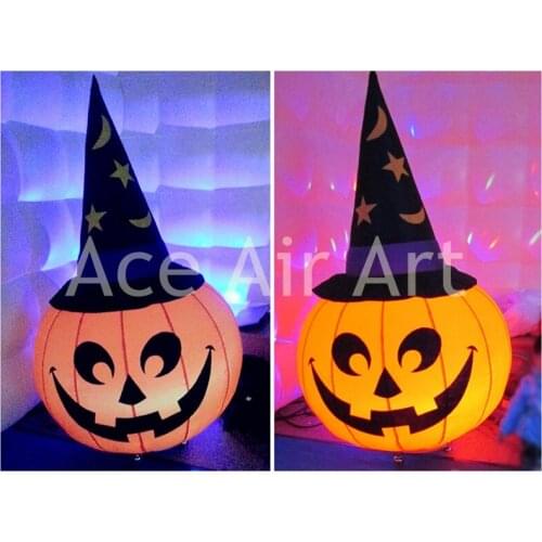 Glow up Halloween product inflatable pumpkin decoration with hat