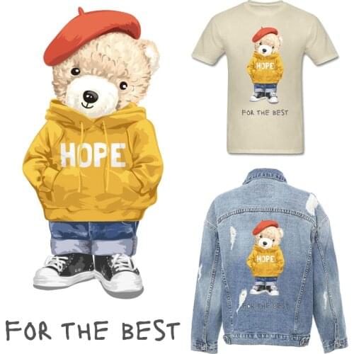 Cute Bear Stickers Iron-on Transfers for Clothing Thermoadhesive Patches on Clothes Diy PVC Patch Fusible Applique for Children