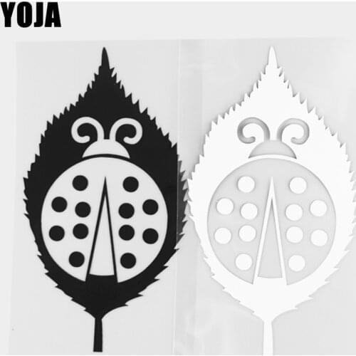 YOJA 9×16.2CM Cartoon Leaf Ladybird Pattern Animals Vinyl Decal Car Stickers Black/Silver 19C-0494