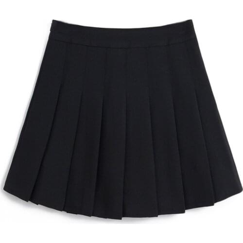 Women Tennis Pleated Skirts Solid Color Slim Thin High Waist Zipper Safe Classical Girls Mini Skirt Built-in Safety Pants YS-BUY