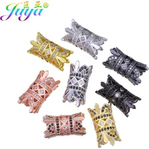 Juya DIY Jewelry Beads Gold/Rose Gold Copper Tube Beads Big Hole Charm Beads Accessories For Hand made Beadwork Jewelry Making