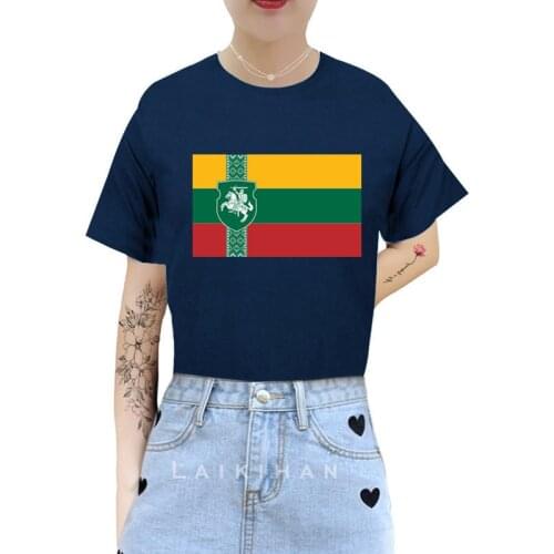 Plus Size Women T-Shirt 2021 Summer National Flag of Lithuania Print T Shirt Women Casual White Tops Loose Short Sleeve Tshirt