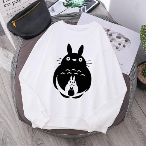 Totoro Harajuku Gothic Summer anime Cartoon Print Girls Pullover Autumn Long Sleeve Hoodies Plus Size Loose Women Sweatshirts