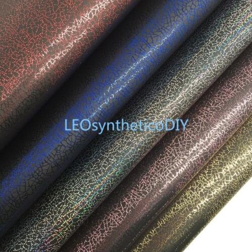 1PC 21X29CM Iridescent Crack Synthetic Leather Fabric Leather Sheets, PU Leather For Making Bows LEOsyntheticoDIY 6s05