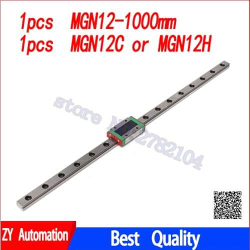 12mm Linear Guide MGN12 L= 1000mm linear rail way + MGN12C or MGN12H Long linear carriage for CNC X Y Z Axis
