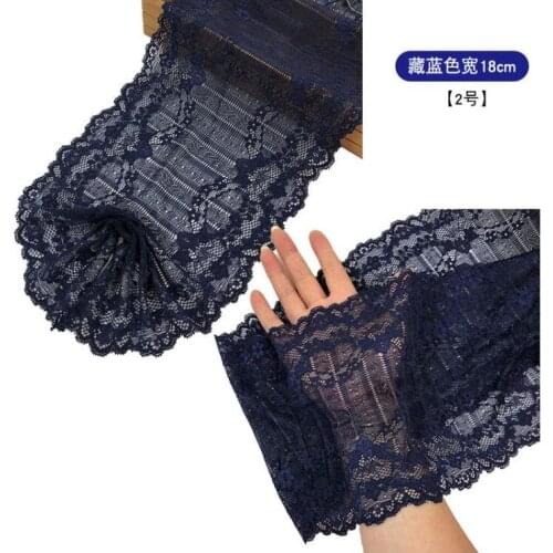 2 Meters/lot Navy Blue Elastic Lace Trim Mesh Embroidery Lace Fabric DIY Underwear Bra Accessories 18cm Width