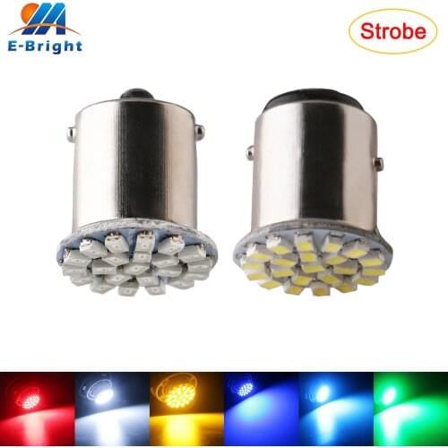 2pcs Strobe Flash 12V 1206 22 SMD Led Bulb 1156 BA15S P21W 1157 BAY15D P21/5W S25 Auto Turn Signal Lights White Flash Light