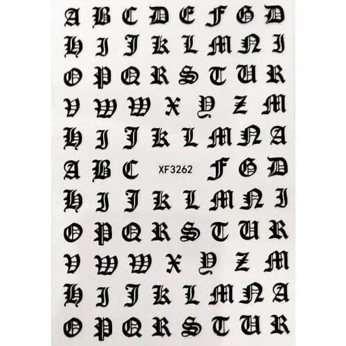 3D Black and White Gold and Silver Geometric Font Nail Sticker Art DIY Design Abstract Nail Foi 10PCS l Sticker Decal