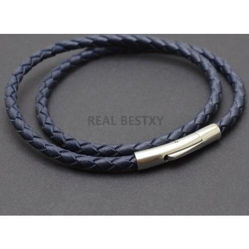 5pcs/lot Men Fashion Real Leather Bracelet Stainless Steel genuine leahter bracelets for men women jewelry wholesale hot sale