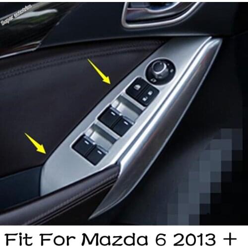 Accessories Lapetus For Mazda 6 2013 - 2017 Door Armrest Window Lift Switch Button Panel Cover Trim Matte Interior Kit