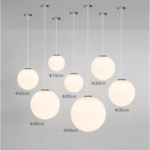 White Glass Ball Pendant Lamp Modern Industrial Pendant Light for High Ceilings Single Hanging Lights Modern Dining Room Lamp