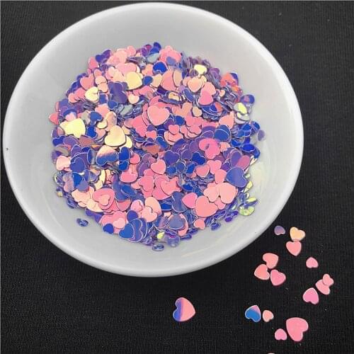 10g/Pack Purple Color Glitter Nail Sequins Paillettes Multi Size 3mm 4mm 6mm Heart Shape Loose Sequin For Nail art,Girl Gift