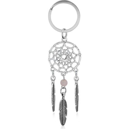 Dreamcatcher Keychain Key Chain Women Men Girl Tassel Leaves Pendant Vintage Boho Jewelry