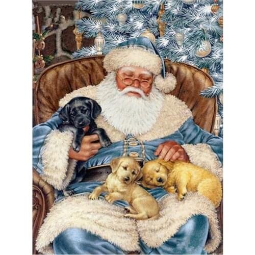 DIY 5D Diamond Mosaic Santa Claus Dog 3d Diamond Painting Cross Stitch Kits Handmade Diamond Embroidery Pattern Christmas gift