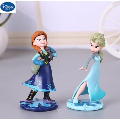 2 pcs/lot Disney Action & Toy Figures Girl Cake Decorations Frozen Elsa Anna Set Cartoon Toys