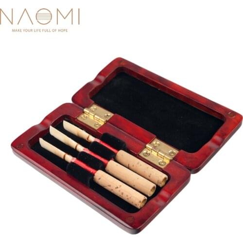 NAOMI Oboe Reeds Case Maple Storage Box For 3 Pcs Reeds W/3 Pcs Reeds Musical Instrument Parts Accessories