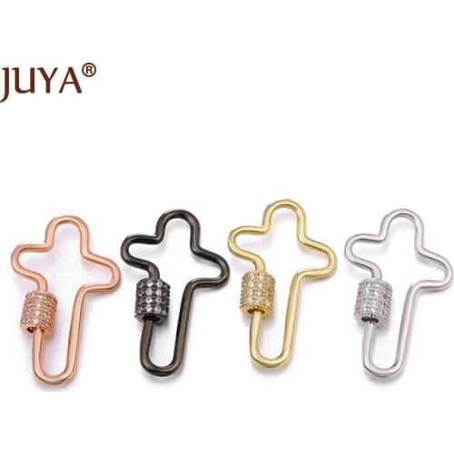Cross Shape Clasps With Zirconia Spiral Clasp Accessories For Jewelry Handmade Necklace Bracelets Supplies