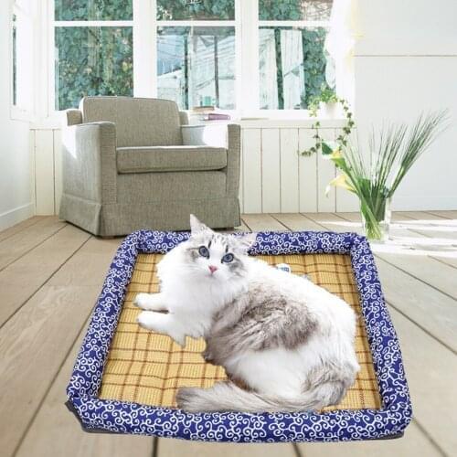 Summer Dog Bed Cat Cushion Puppy Sleep Nest for Small Medium Large Dog Cat Ice Silk Cool Mat Pet Kennel Cooling Rattan Matress