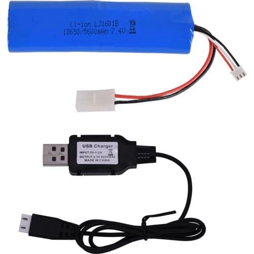 Lipo Battery with USB charger for heng long 3818 3889 3809 RC Tanks toys spare parts 7.4V 5600mah 2S high capacity toys battery