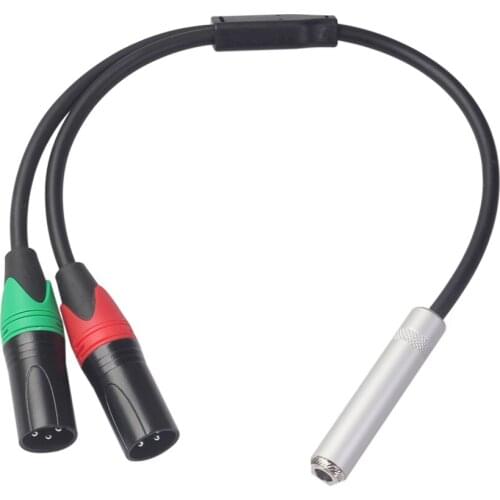 6.35mm 1/4 TRS Female to 2XLR Female/Male Audio Cable Stereo Multi-function Extension Cable for Mixer Console Black