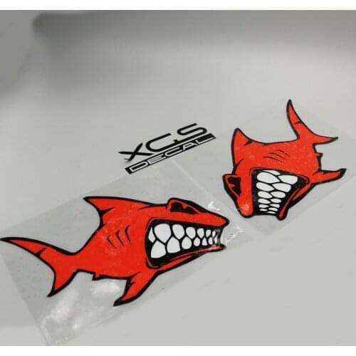 Sticker Printed on Reflective Material Cartoon Angry Shark Die Cut Decal 15cm x 10cm car motorcycle Outdoor waterproof stickers