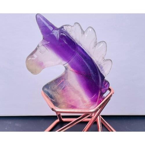 Natural Flourite Hand Carved Unicorn Crystal Skull Healing Home DIY Decorative
