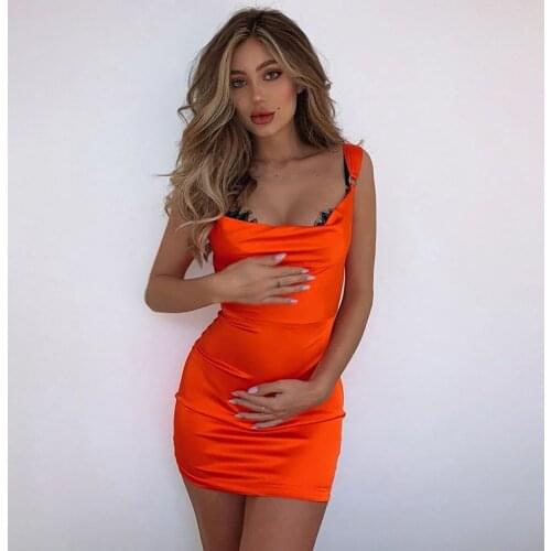 2019 New Pure Color Irregular Neck Sleeveless Sling Bodycon Dress Women High Waist Sexy Mini Dress Two Color Fashion Women Dress
