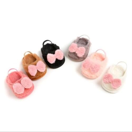 2020 New Faux Fur Baby Shoes Slippers Autumn Spring Boys Girls Crib Shoes Soft Sole Newborn First Walkers