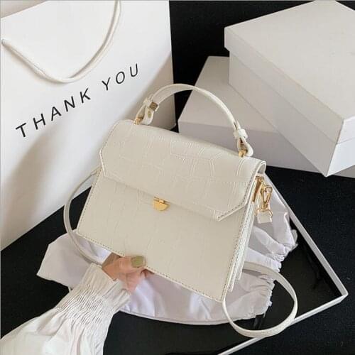 New Stone patent white Crossbody Bags For Women 2021 Small Handbag Small Bag PU Leather Hand Bag Ladies Designer Evening Bags