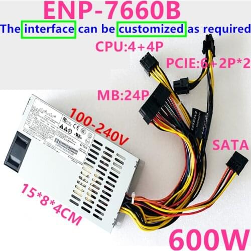 New Original PSU For Enhance FLEX NAS Small 1U LOLI M41 35 K39 K49 A4M T34 Double CPU 8P PCIE 6+2P*2 600W Power Supply ENP 7660B
