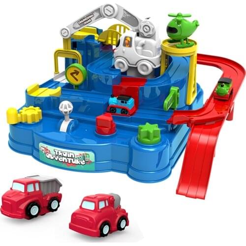 New Rail Car Train Track Toys for Kids Montessori Boys Girls Xmas Gifts Racing Toy Cars Mechanical Adventure Brain Table Game