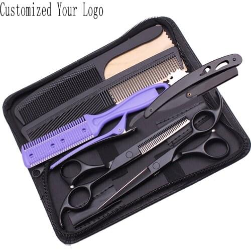 Hairdressing Scissors 5.5" 6" Stainless Customize Logo Thinning Shears Hair Cutting Scissors Professional Scissors Add Bag C1008