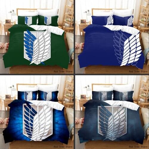 Janpan Attack On Titan Cartoon Duvet Cover 3D Print Comforter Bedding Set For Adults Kids King Full Size Quilt Polyester Bed Set