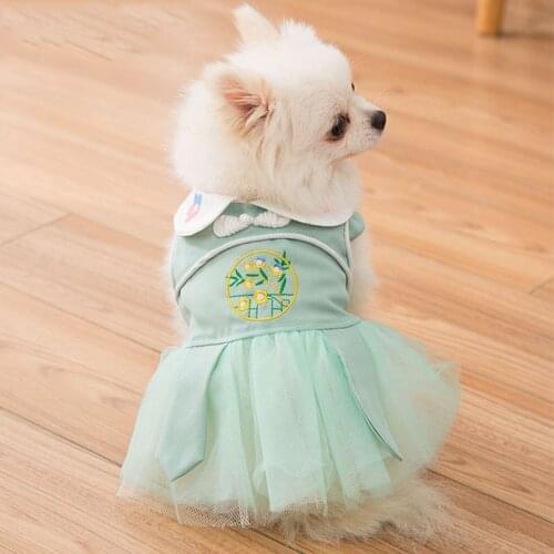 Dog Clothes for Small Dogs Spring and Summer Hanfu Skirt Palace Style Cat Two-legged Vest Skirt Thin Breathable Pet Clothes