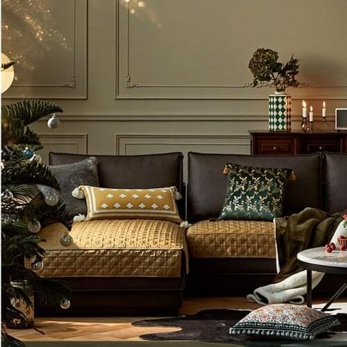 Mottled island Quilted embroidery cloth single-seat sectional sofa cover towel cushion couch protector L-shape conbination kit