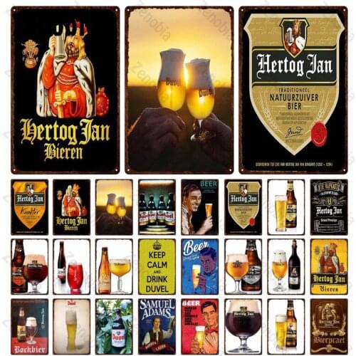 Beer Metal Sign Plaque Metal Vintage Keep Calm and Drink Duvel Funny Tin Sign Wall Art Decor for Bar Pub Club Metal Decoration