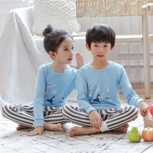 Big Boys Long Sleeves Pajamas Sets 100% Cotton Pyjamas Kids Cartoon Pajamas For Girls Night Suit Autumn Baby Children Clothing