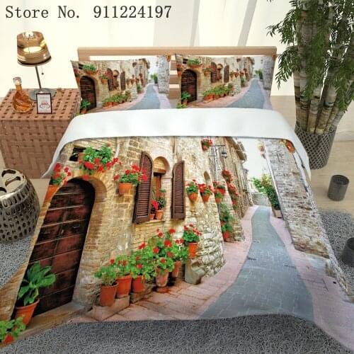 Flower House Duvet Cover Home Textile Warm Bedding Set Misty Forest Quilt Cover Single Double Queen King Size For Kids Adult