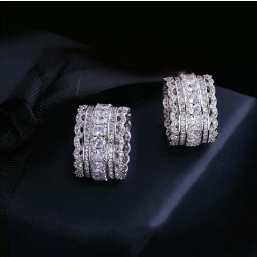 Luxury Womens Fashion Jewelry 925 Sterling Silver Oval Cut White Topaz CZ Diamond Lace Women Wedding Engagement Band Ring