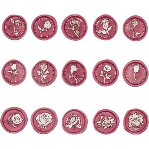 DIY Custom Rose Flower Metal Stamp Head Removable Wax Seal Handle Stamps Heads Postage Holiday Letter Date Wedding Gift Envelope