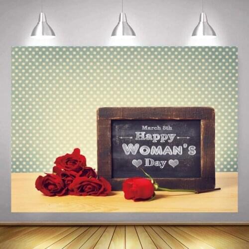 Dots Pattern Wall Rose Mathers Birthday Photo Backgrounds Happy Womens Day Dinner Table Decor Backdrops For Family Party