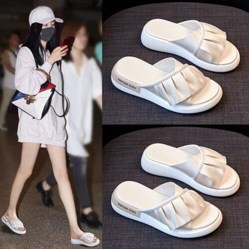 Slippers Women Summer New Style Outer Wear Thick Non-Slip Bottom Sandals Women Lace Fashion Casual Sandals And Slippers Women