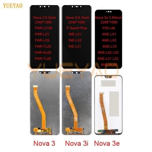 New For Huawei Nova 3i LCD Display Touch Screen Nova3 PAR LX1 LX9 INE LX2 L21 ANE LX3 L23 Nova 3 3e LCD Screen Replacement