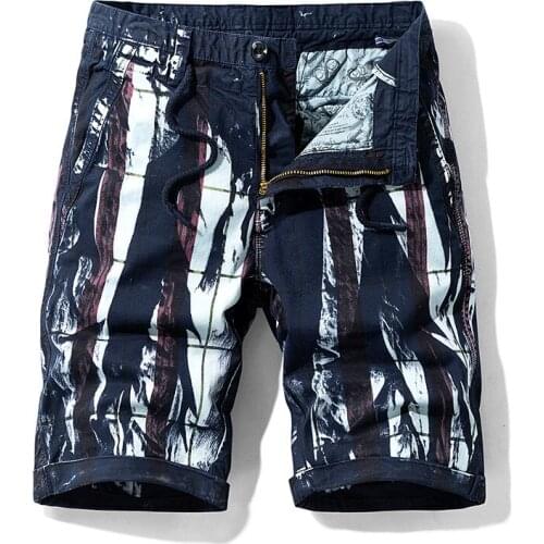 New Fashion Camouflage Printed Summer Cargo Short Men Mid-waist Knee Length Straight Mens Shorts Cotton Breathable Casual Shorts