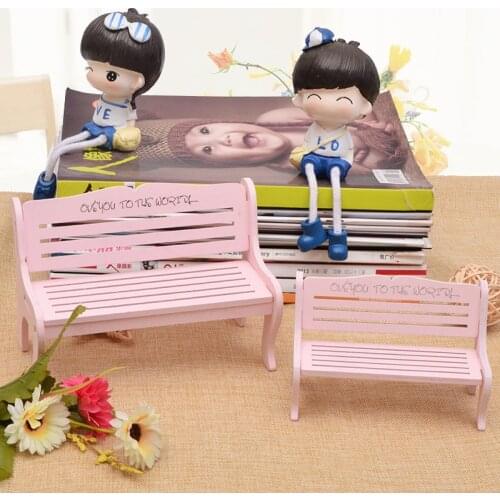 Garden Bench Dollhosue Mini Accessories Wooden Doll House Garden Mini Furniture Mobile Phone Bracket Fantasy Photo Props
