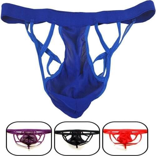 2019 Hot sell Men Tight Thong Jockstrap Underwear G String Mesh Comfortable Breathable Jock Strap Erotic Homme G-String