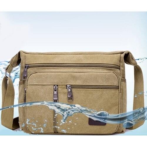 Mens Messenger Bag Multi Layers Canvas Crossbody For Male Outdoor Leisure Retro Zipper Business Bags